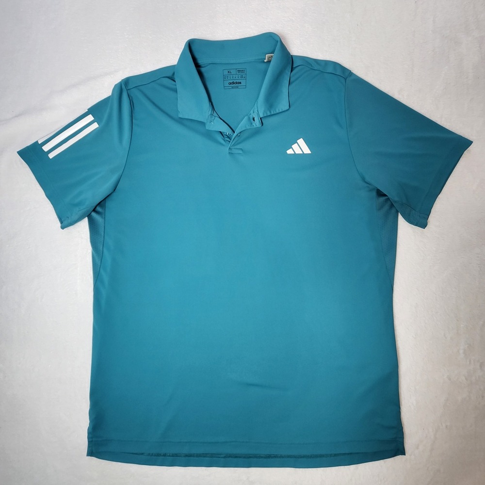 Adidas Polo Shirt Mens XL Teal Blue Short Sleeve Golf Athletic Sportswear Office